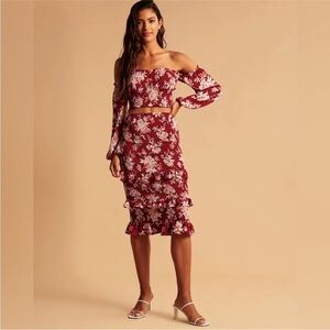 Abercrombie & Fitch Red Floral Skirt Set